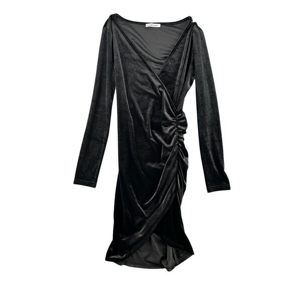 Vintage Y2K Guberry Velvet Long Sleeve Deep V-Neck Velour Dress Size Small - Picture 1 of 5
